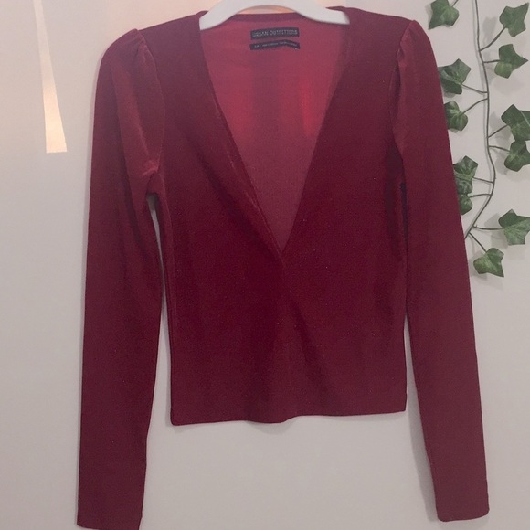 Urban Outfitters Bree Velvet V Neck Hot Pink Top - Picture 7 of 10